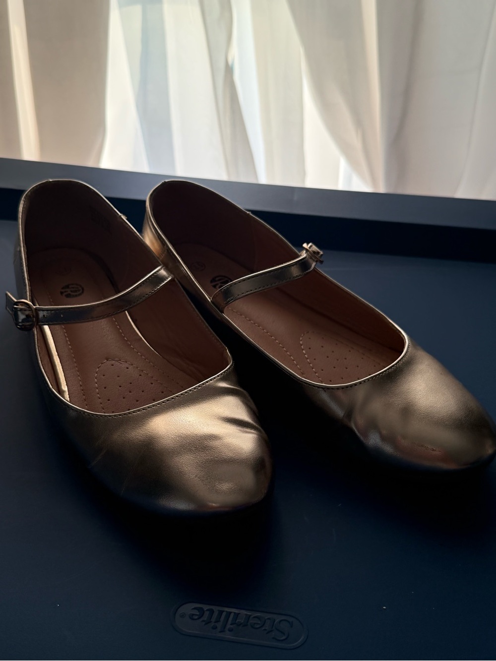 Metallic Gold Mary Jane Ballet Flats - Women